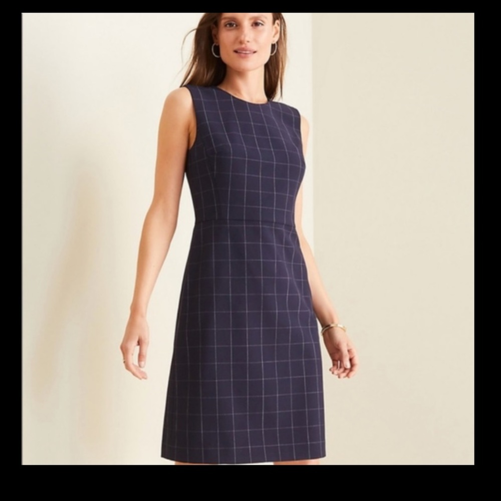 NWOT Ann Taylor Navy Windowpane Suit Dress